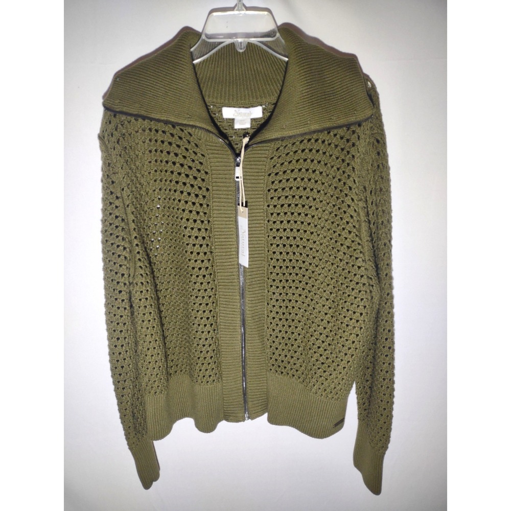 Natural Reflections‎ Womens XXL Dark Olive Green Summer Nights Full Zip Sweater